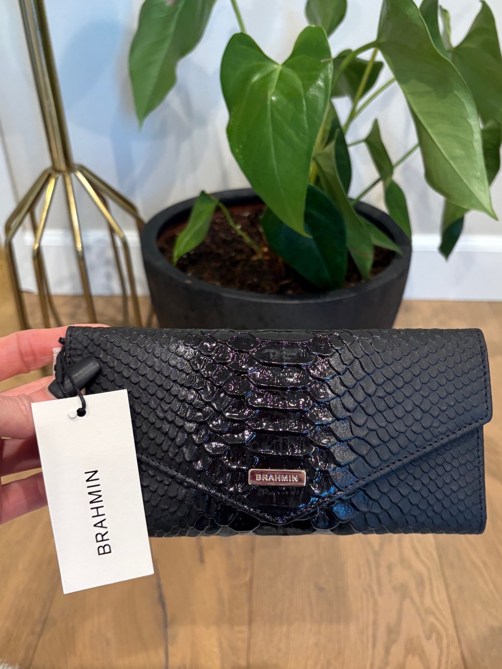 Brahmin Veronica Black Harkness Embossed Snake-Texture Wallet